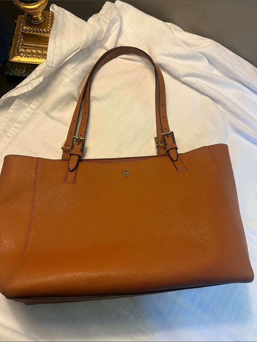 Tory Burch Cognac Leather Double-Handle Tote
